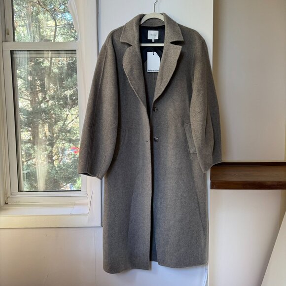 NWT Reformation Wyatt Wool Blend Double-Faced Coat in Stone Beige XS - Picture 9 of 16